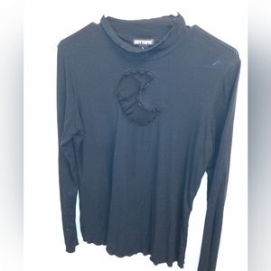 Hot Topic Moon Cutout Mock Neck Long Sleeve Top Black